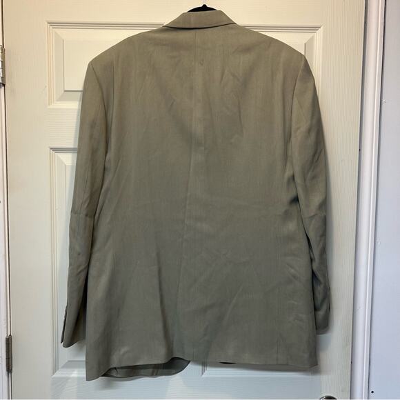 Oscar de la Renta 100% Silk Blazer Cream Tan 3 Button Sports Jacket Coat Men 46L - Picture 3 of 8